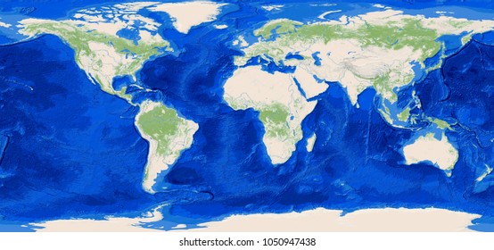 World Map 3d Rendering Stock Illustration 1050947438