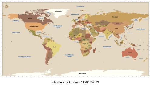 World Map (3D rendering)