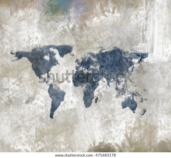 World Map Abstract Painting Stock Illustration 475683178