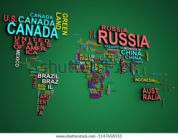 World Map All States Their Names Stock Illustration 1147658333