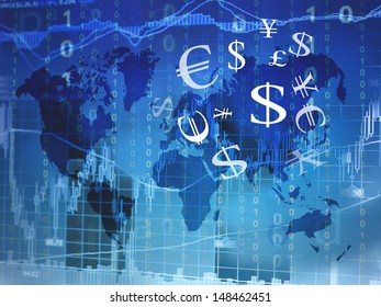 World Map Background Currency Symbols Stock Illustration 148462451 ...