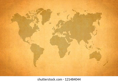 World Map, World background on grunge paper