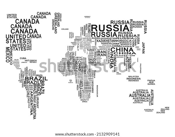 World map. Black on a\
white background