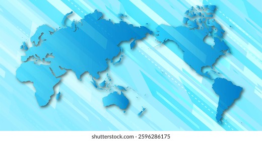world map blue technology background