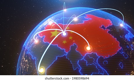 A World Map Of China, 3d Rendering,