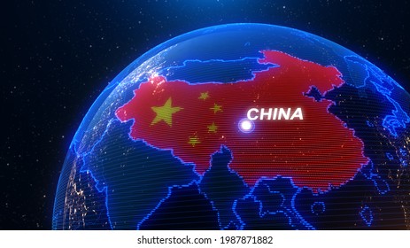 A World Map Of China, 3d Rendering,