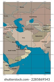 World map classic style grid latlong