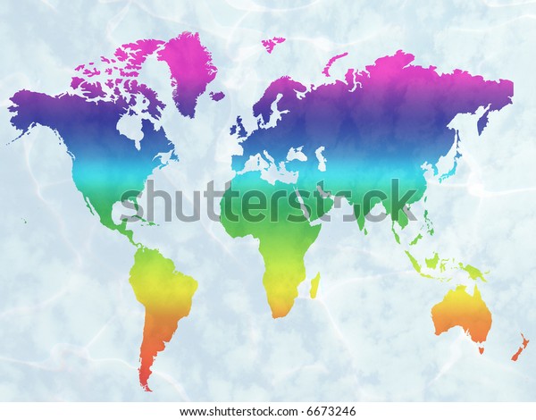 World Map Cloud Cover Climate Colors Stockillustration