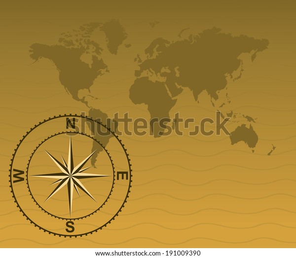 World Map Compass Stock Illustration 191009390 Shutterstock 