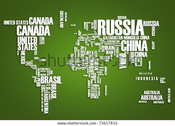 World Map Countries Wordcloud Stock Illustration 73657816