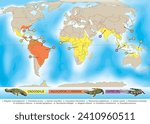 World map of crocodilian species