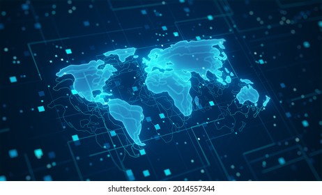 World map future network, global digital map, Hi-Tech business, big data technology