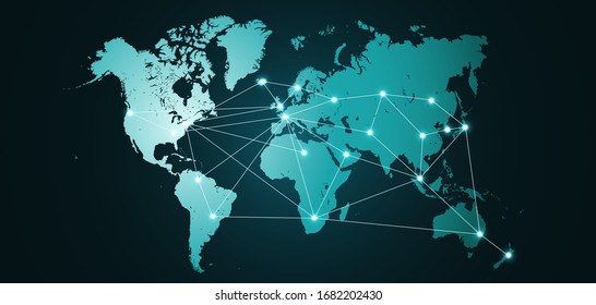 World Map. Global Network Connections