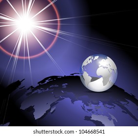 World map and globe - abstract global business background