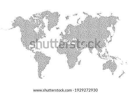 World map hand drawn dot. Dotted map world. Earth global point. Travel design simple digital worldmap. Globe hand draw circle. Worldwide continents. Minimalist silhouette continent round. Illustration