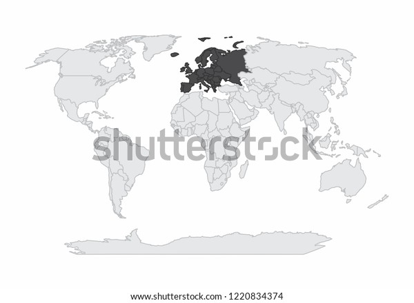 ヨーロッパ大陸をハイライトした世界地図イラスト のイラスト素材