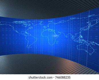 World Map Illustration Futuristic Concept 3d Stock Illustration ...