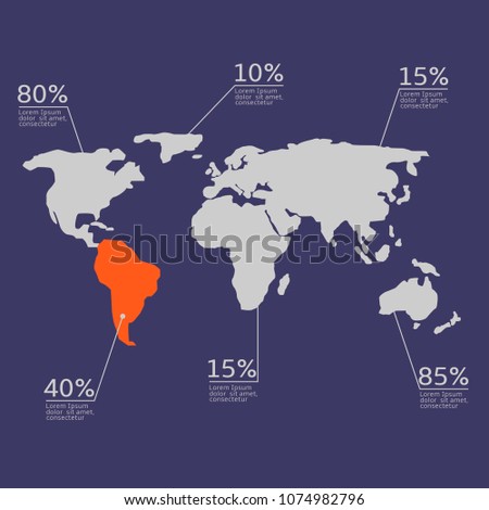 World map infographics. Systematic computational analysis of data or statistics