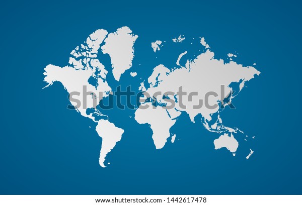 World Map Isolated On Blue Gradient Stock Illustration 1442617478 ...