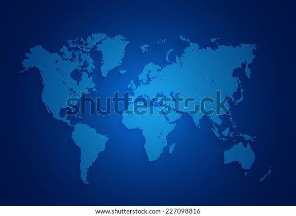 World Map Located On Dark Blue Stock Illustration 227098816