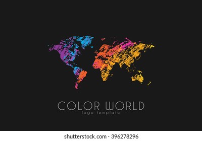 World map logo. World logo. Color world. Creative logo. Travel logo design.