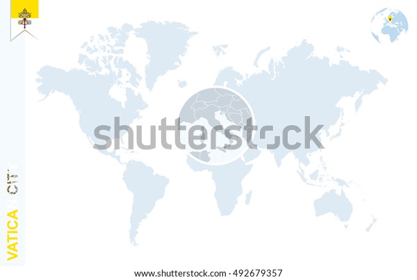 World Map Magnifying On Vatican City Stock Illustration 492679357