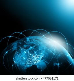 World map on a technological background. America. Best Internet Concept of global business. Elements of this image furnished by NASA