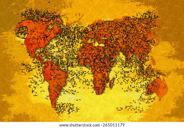 World Map Paint Design Art Stock Illustration 265011179