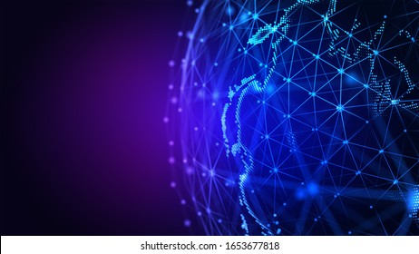 World Map Point. Concept The Global Network Connection. 3d Illustration.