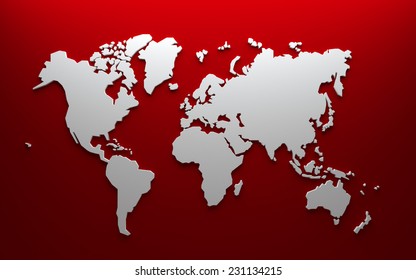 World Map - Red