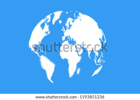 World map shaped clouds on blue sky