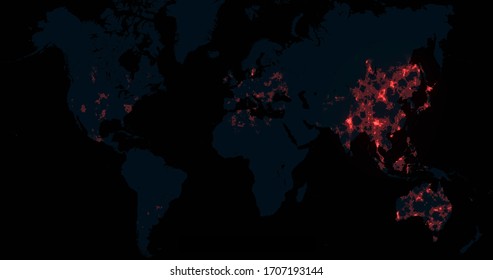 World map showing the relentless spread of the Covid-19 coronavirus pandemic.