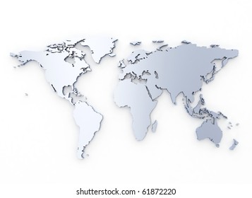 World Map Silver 3d Illustration