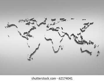 World Map Silver 3d Illustration