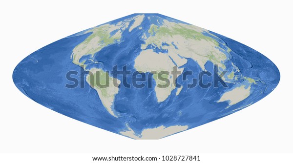 World Map Sinusoidal Projection 3d Rendering Stock Illustration ...