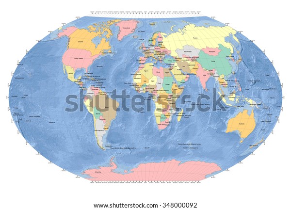 World Map Sphere Countries Ocean Background Stock Illustration 348000092