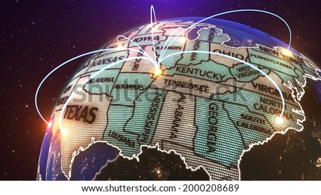 a world map of United state, 3d rendering,
