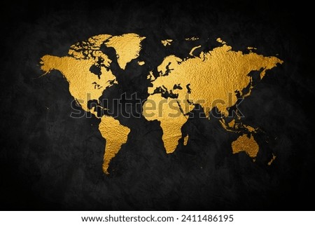 World map vector, isolated on black background. Flat Gradient Earth, map template for website pattern, annual report, infographics. Travel worldwide, map silhouette backdrop.
