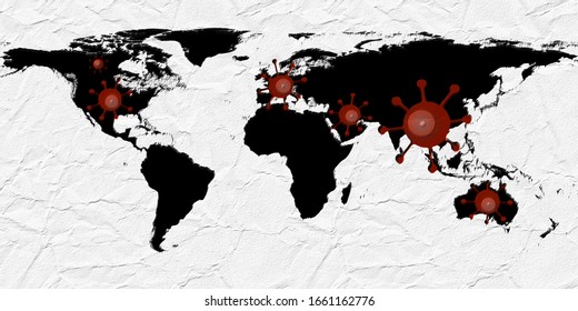 World Map View On Corona Virus Spots With Aura Photography