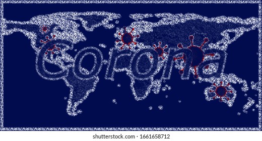 World Map View On Corona Virus Spots With Aura Photography