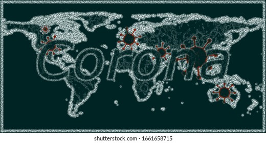 World Map View On Corona Virus Spots With Aura Photography