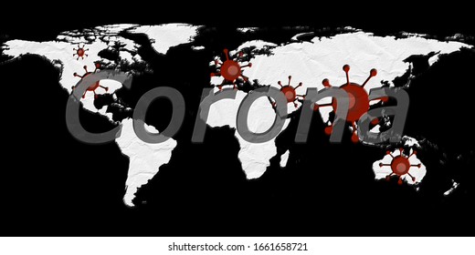 World Map View On Corona Virus Spots With Aura Photography