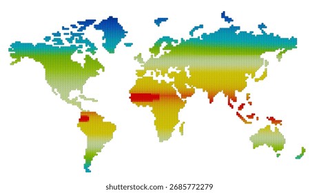 World map visualizing climate zones with a temperature gradient, isolated on white background. 3D illustration