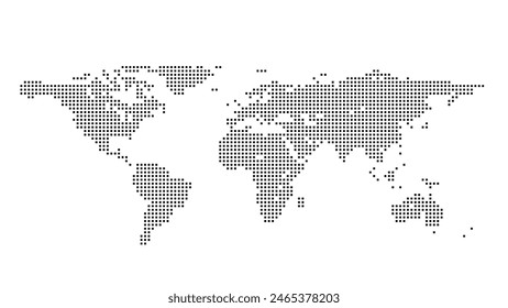 World map visually simplified into squares
