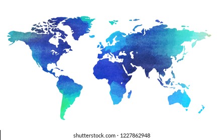 World Map Watercolor Style Isolated On Stock Illustration 1227862948 ...