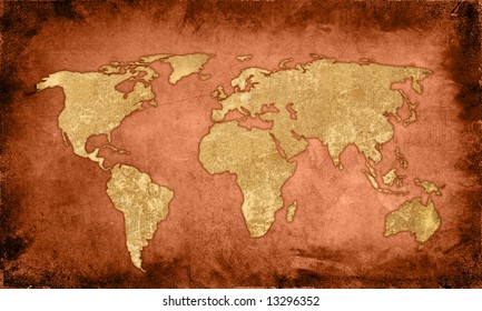 World Mapvintage Artwork Stock Illustration 13296352