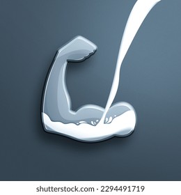 World milk day, Strong Arms and Power concept. Splashed with a glass of milk. Template for background, banner, card, and poster.  - Powered by Shutterstock