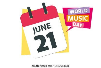 World Music Day June 21 Calendar Design