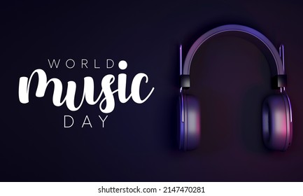 World Music Day Is Observed Every Year In June. It Is The Art Of Arranging Sounds In Time To Produce A Composition Through The Elements Of Melody, Harmony, Rhythm, And Timbre. 3D Rendering