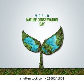 World Nature Conservation Day Concept 3d Design. Happy Nature Conservation Day. Nature Maintenance Concept.